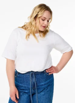 Bluse aus geripptem Jersey mit kurzen Ärmeln