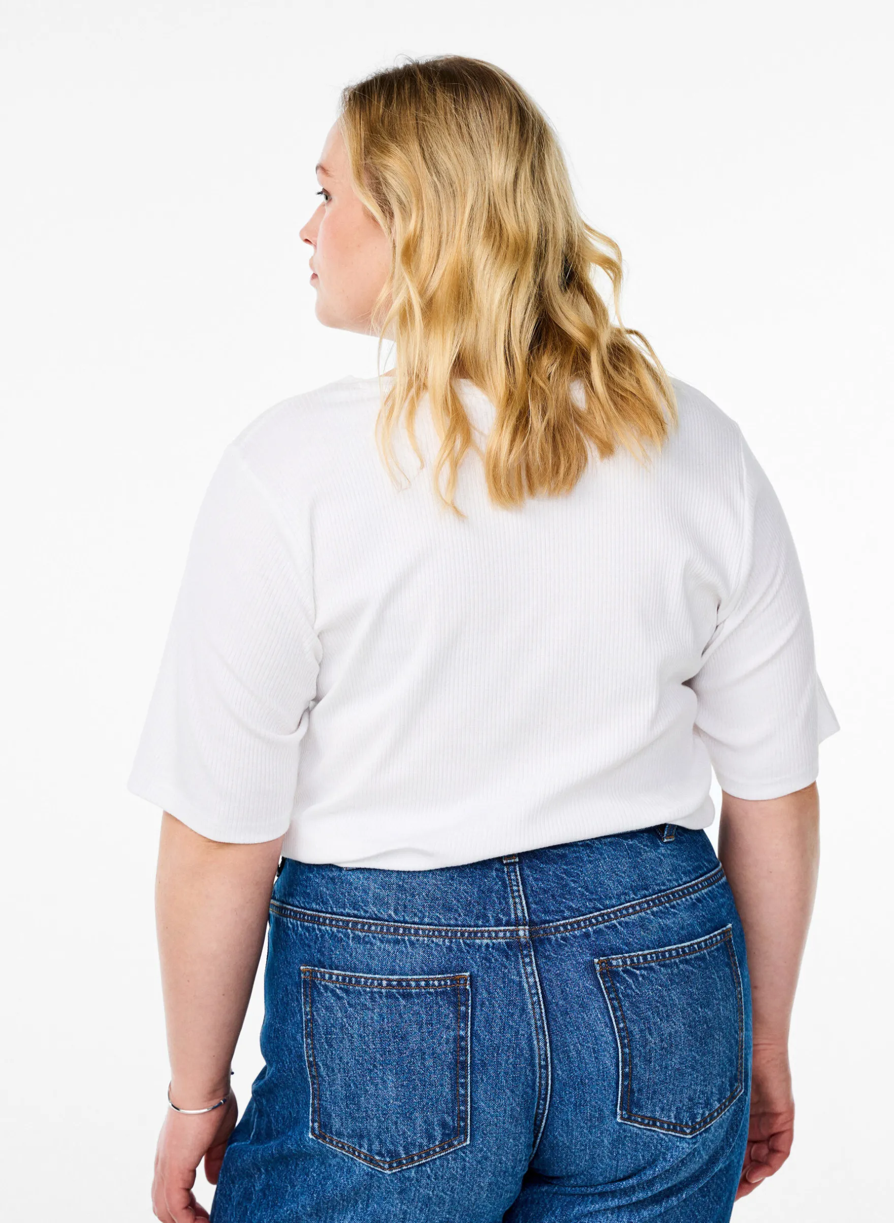 Bluse aus geripptem Jersey mit kurzen Ärmeln