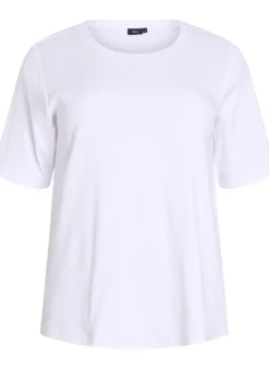 Bluse aus geripptem Jersey mit kurzen Ärmeln
