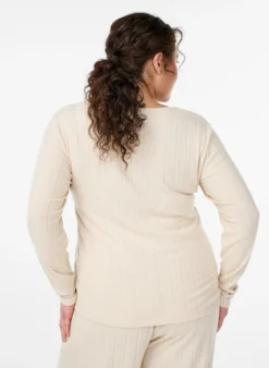 Bluse aus Jersey mit eckigem Ausschnitt und Rippstruktur