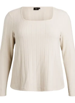 Bluse aus Jersey mit eckigem Ausschnitt und Rippstruktur