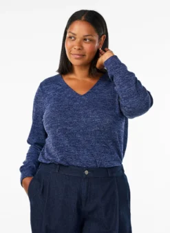 Bluse aus Jersey mit V-Ausschnitt und langen Ärmeln