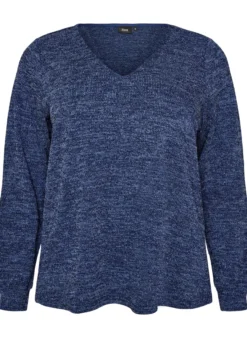 Bluse aus Jersey mit V-Ausschnitt und langen Ärmeln