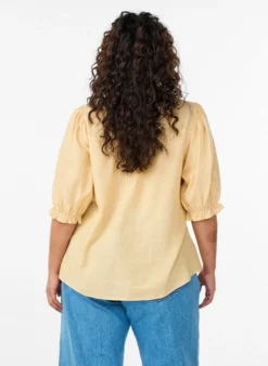 Bluse aus Leinen und Viskose mit 1/2-Ärmeln