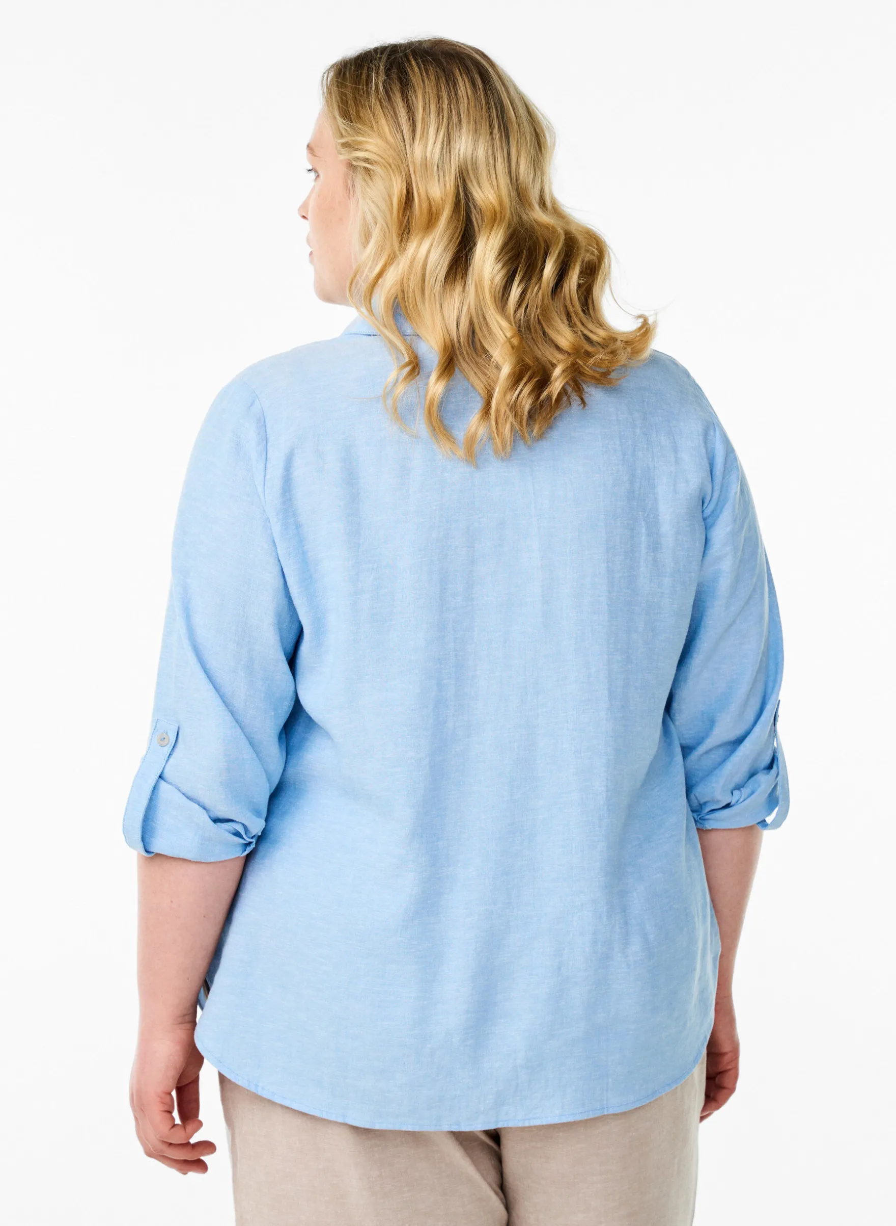 Bluse aus Leinen und Viskose mit 3/4-Ärmeln