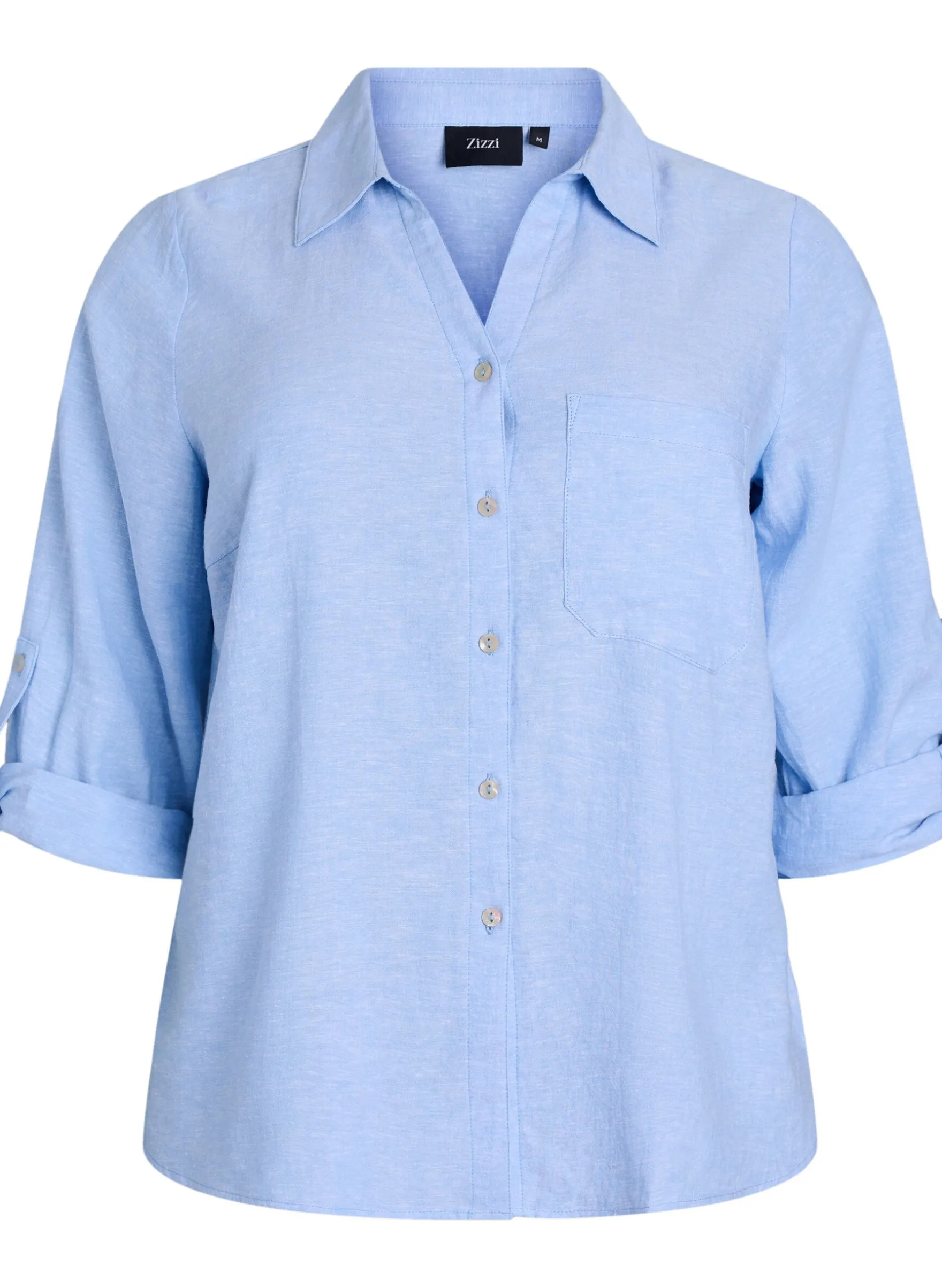 Bluse aus Leinen und Viskose mit 3/4-Ärmeln