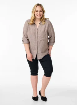 Bluse aus Leinen und Viskose mit 3/4-Ärmeln