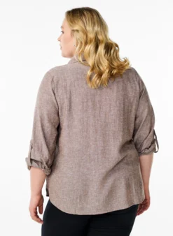 Bluse aus Leinen und Viskose mit 3/4-Ärmeln
