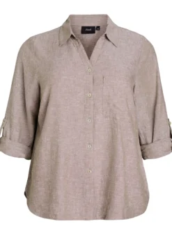 Bluse aus Leinen und Viskose mit 3/4-Ärmeln