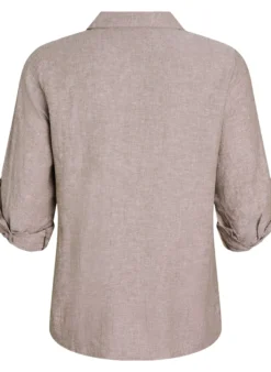 Bluse aus Leinen und Viskose mit 3/4-Ärmeln