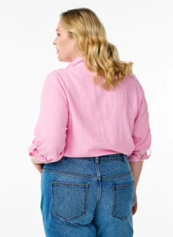 Bluse aus Leinen und Viskose mit 3/4-Ärmeln
