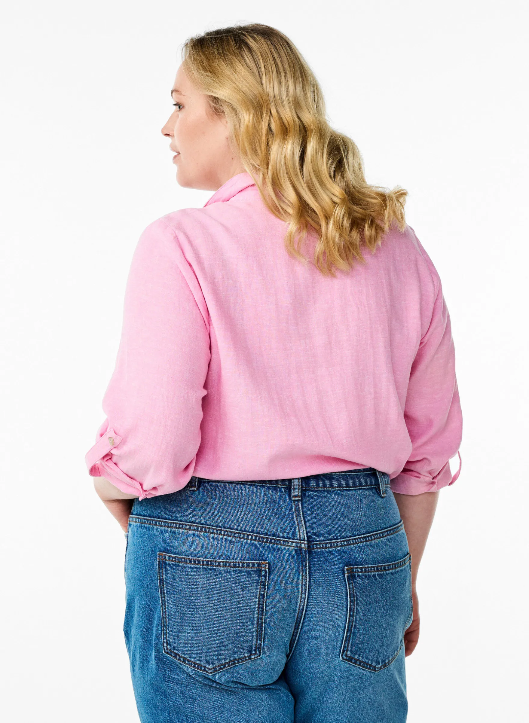 Bluse aus Leinen und Viskose mit 3/4-Ärmeln