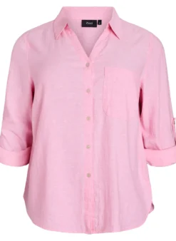 Bluse aus Leinen und Viskose mit 3/4-Ärmeln