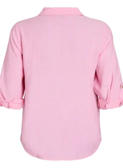 Bluse aus Leinen und Viskose mit 3/4-Ärmeln