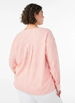 Bluse aus Leinen und Viskose mit V-Ausschnitt