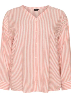 Bluse aus Leinen und Viskose mit V-Ausschnitt