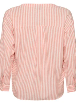 Bluse aus Leinen und Viskose mit V-Ausschnitt