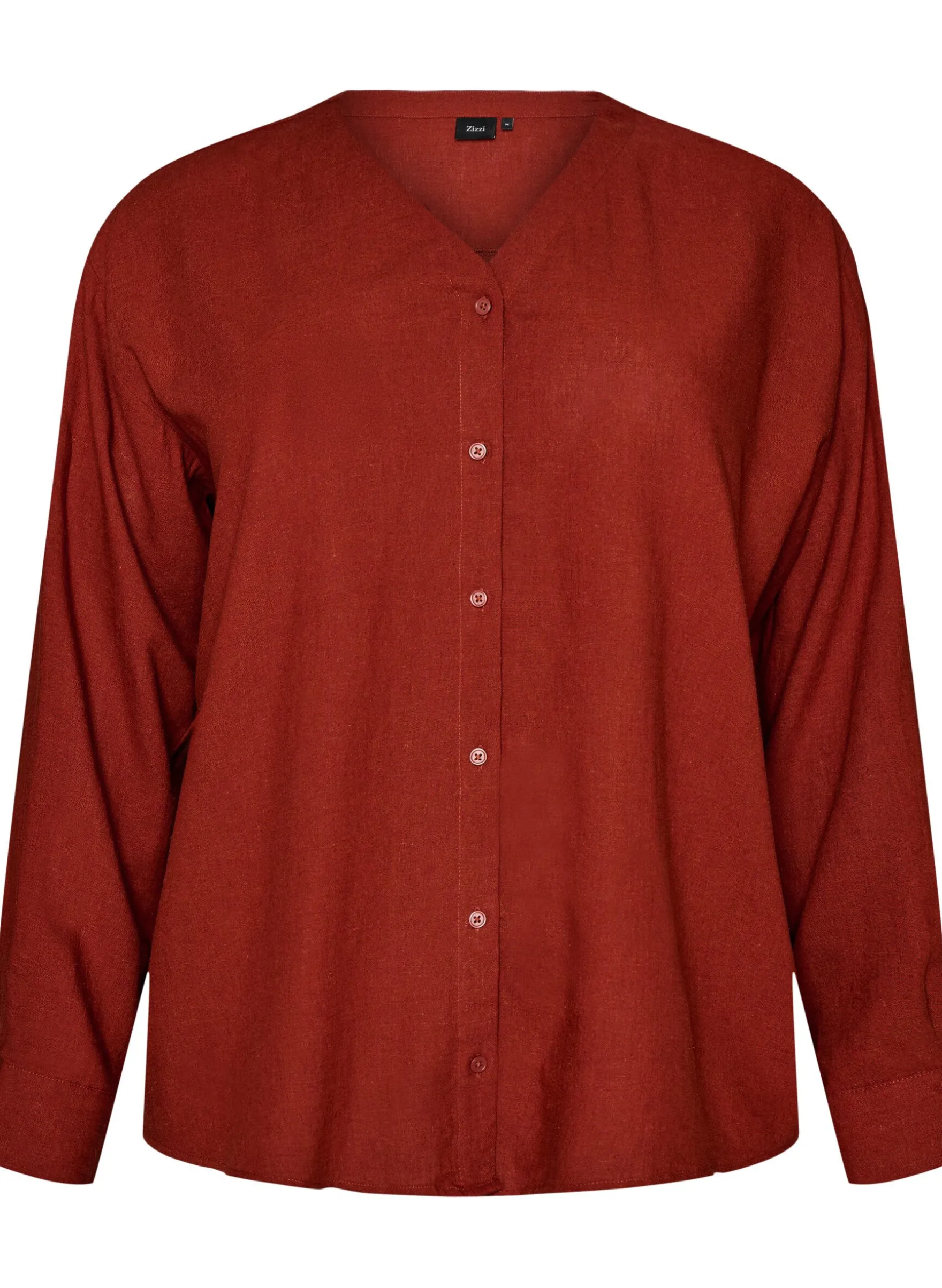 Bluse aus Leinen und Viskose mit V-Ausschnitt