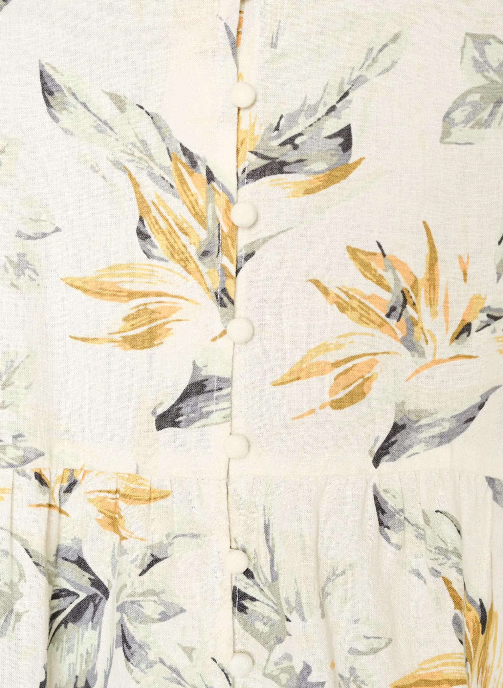 Bluse aus Leinen und Viskose mit V-Ausschnitt und Knopfverschluss