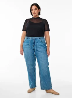 Bluse aus Mesh, mit kurzen Ärmeln