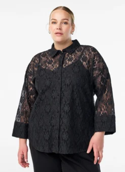 Bluse aus Spitze mit 3/4-Ärmeln