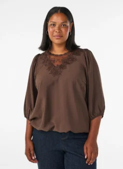 Bluse aus Spitze mit 3/4-Ärmeln