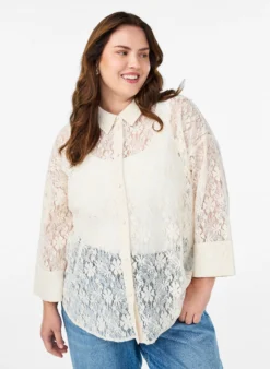 Bluse aus Spitze mit 3/4-Ärmeln