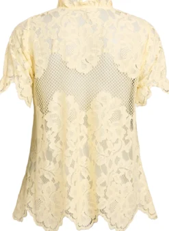 Bluse aus Spitze mit Rüschenkragen und kurzen Ärmeln