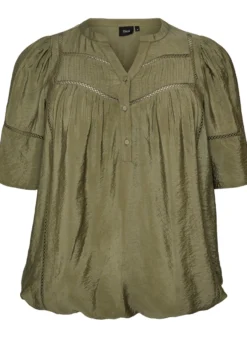 Bluse aus Viskose mit Biesen und Ballonärmeln