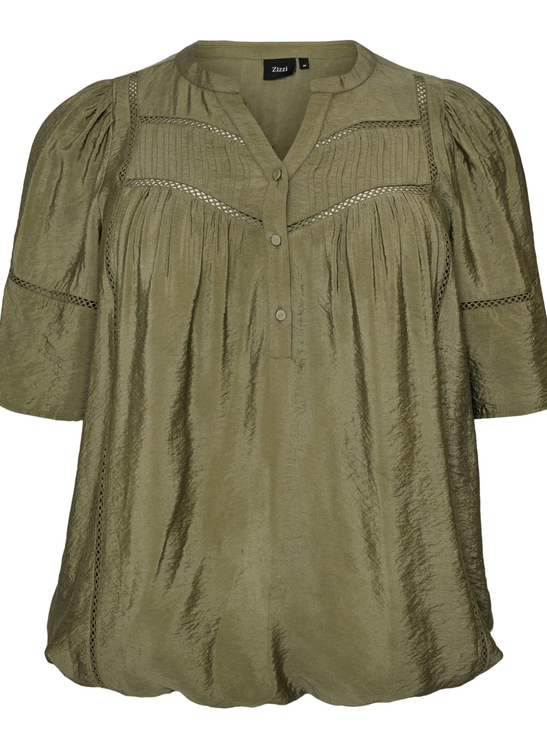 Bluse aus Viskose mit Biesen und Ballonärmeln