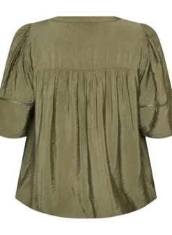 Bluse aus Viskose mit Biesen und Ballonärmeln