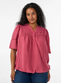 Bluse aus Viskose mit Biesen und Ballonärmeln