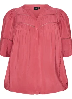 Bluse aus Viskose mit Biesen und Ballonärmeln