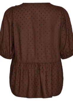 Bluse aus Viskose mit gepunkteter Struktur und V-Ausschnitt