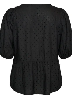 Bluse aus Viskose mit gepunkteter Struktur und V-Ausschnitt