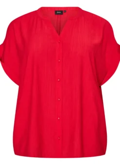 Bluse aus Viskose mit Knöpfen und Struktur
