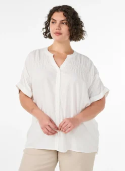 Bluse aus Viskose mit kurzen Ärmeln und Raffdetails