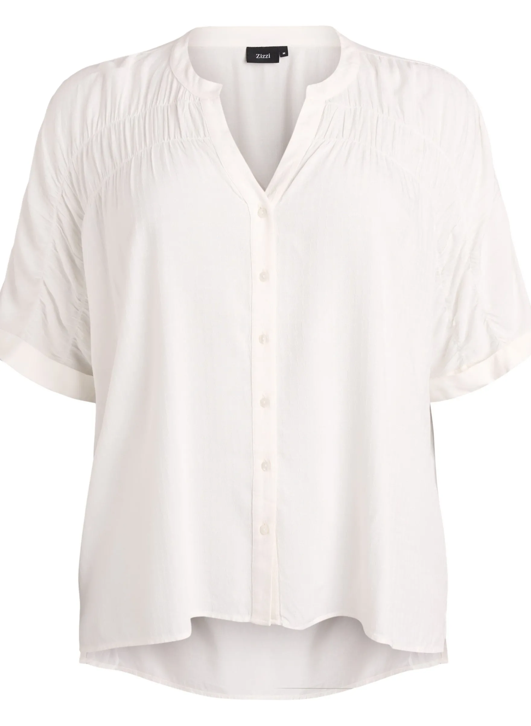 Bluse aus Viskose mit kurzen Ärmeln und Raffdetails