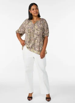Bluse aus Viskose mit Paisley-Muster und Bindeband