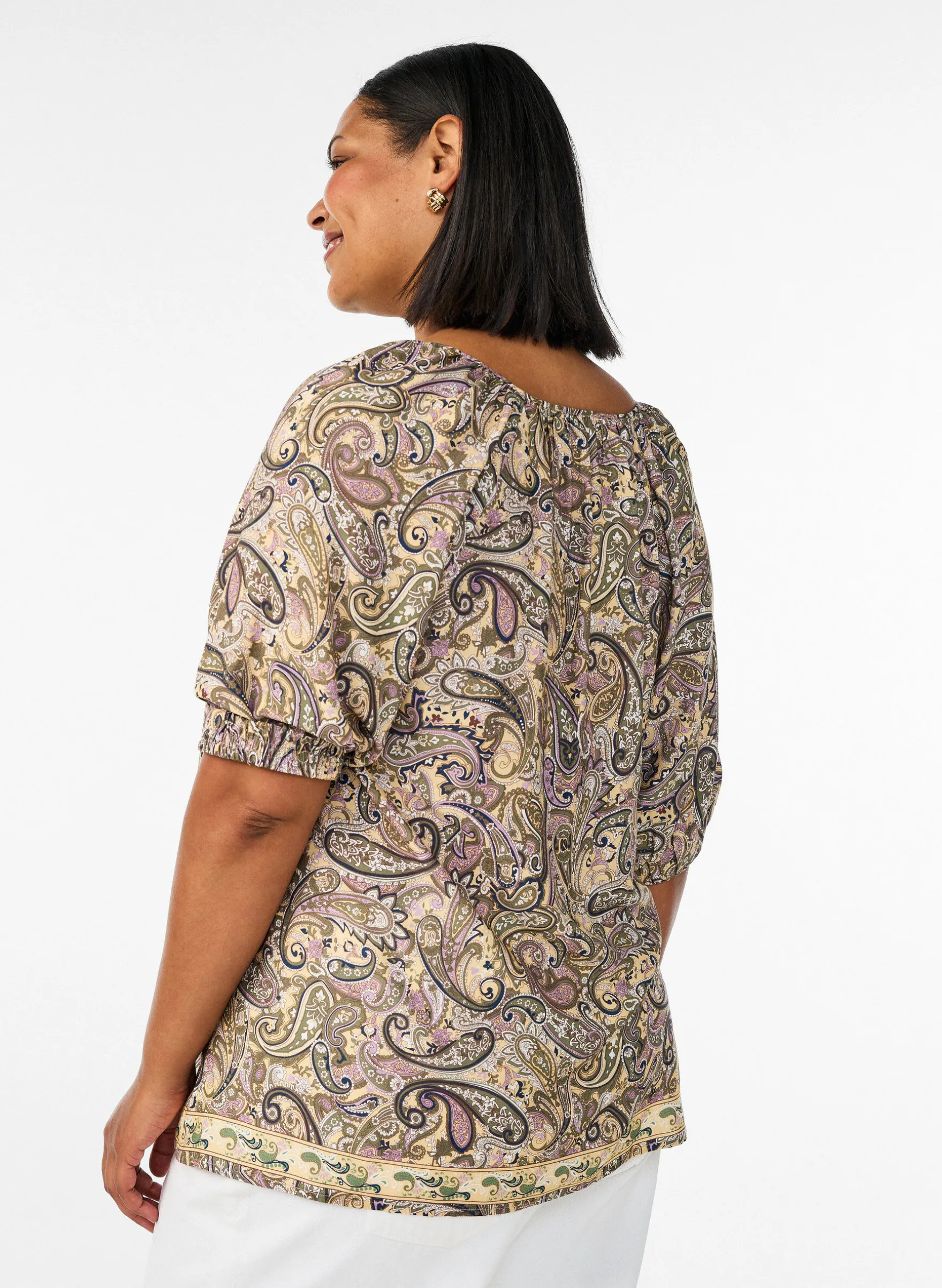 Bluse aus Viskose mit Paisley-Muster und Bindeband