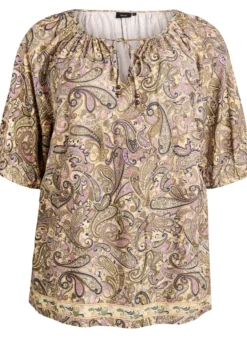 Bluse aus Viskose mit Paisley-Muster und Bindeband