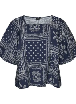 Bluse aus Viskose mit Paisleymuster und Ballonärmeln