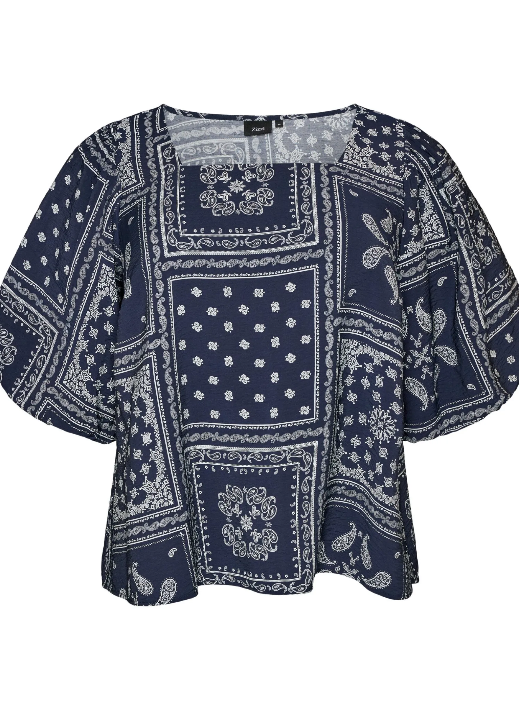 Bluse aus Viskose mit Paisleymuster und Ballonärmeln
