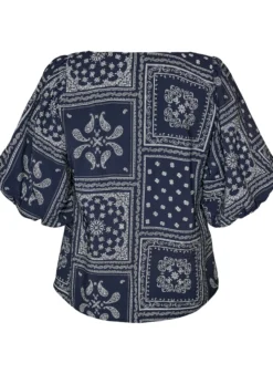 Bluse aus Viskose mit Paisleymuster und Ballonärmeln