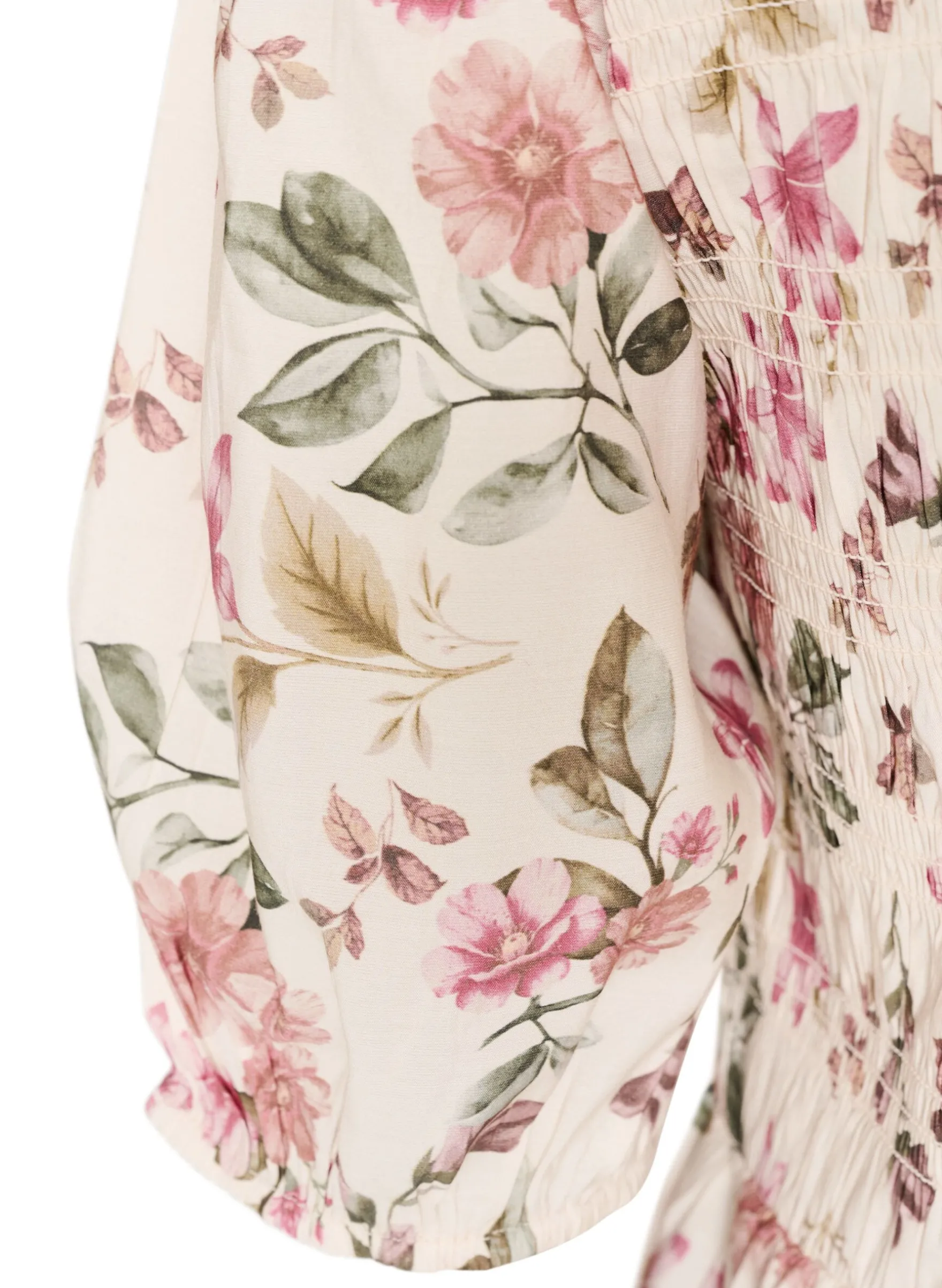 Bluse aus Viskose mit Smock und Peplum-Effekt