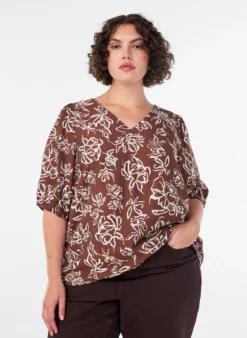 Bluse aus Viskose mit V-Ausschnitt