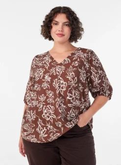 Bluse aus Viskose mit V-Ausschnitt