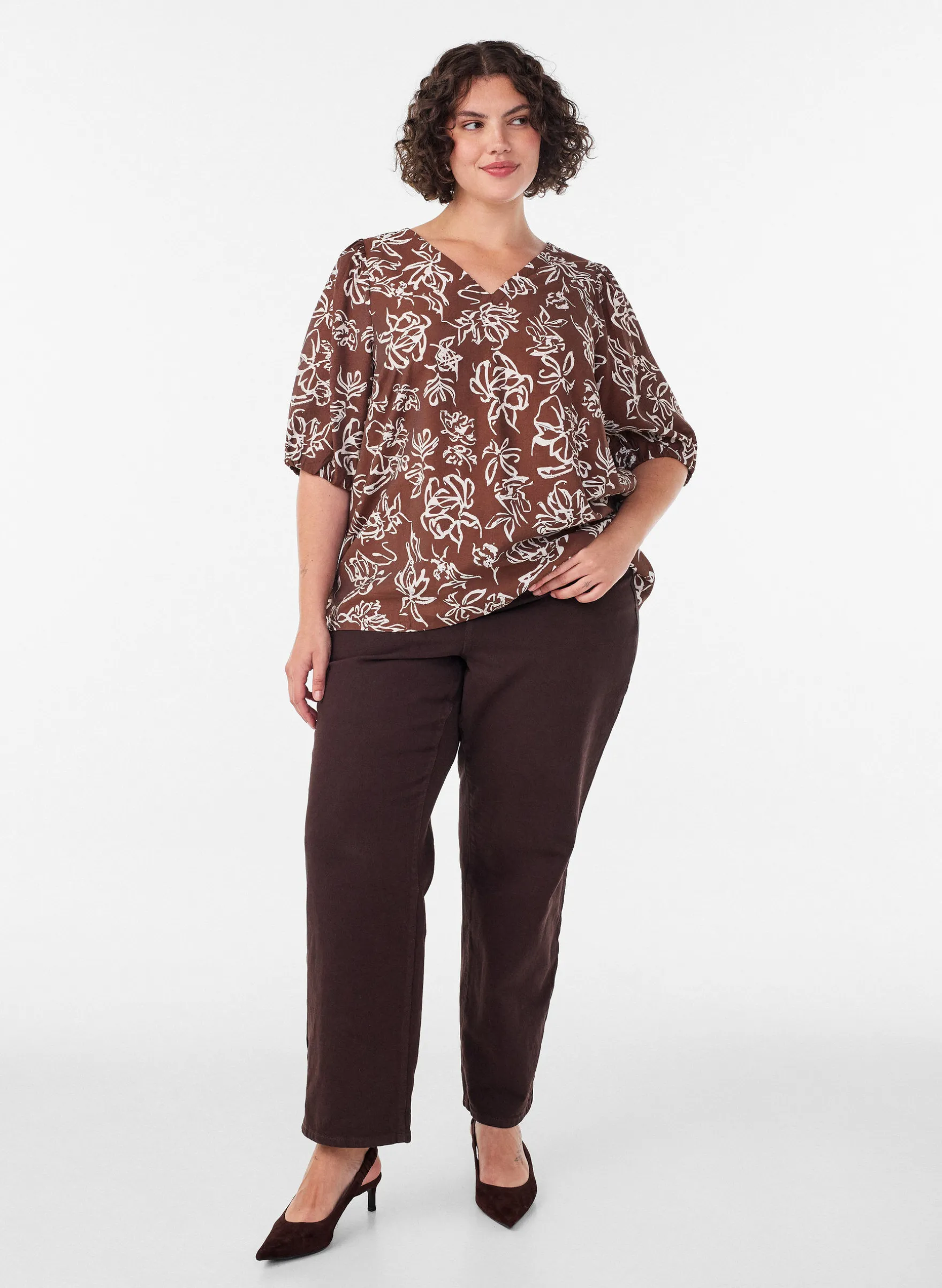 Bluse aus Viskose mit V-Ausschnitt