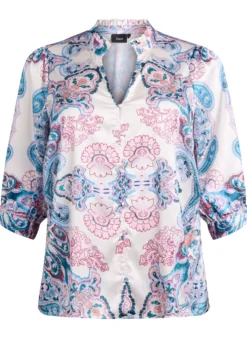 Bluse in Satin-Optik mit Paisleymuster und 3/4-Ärmeln