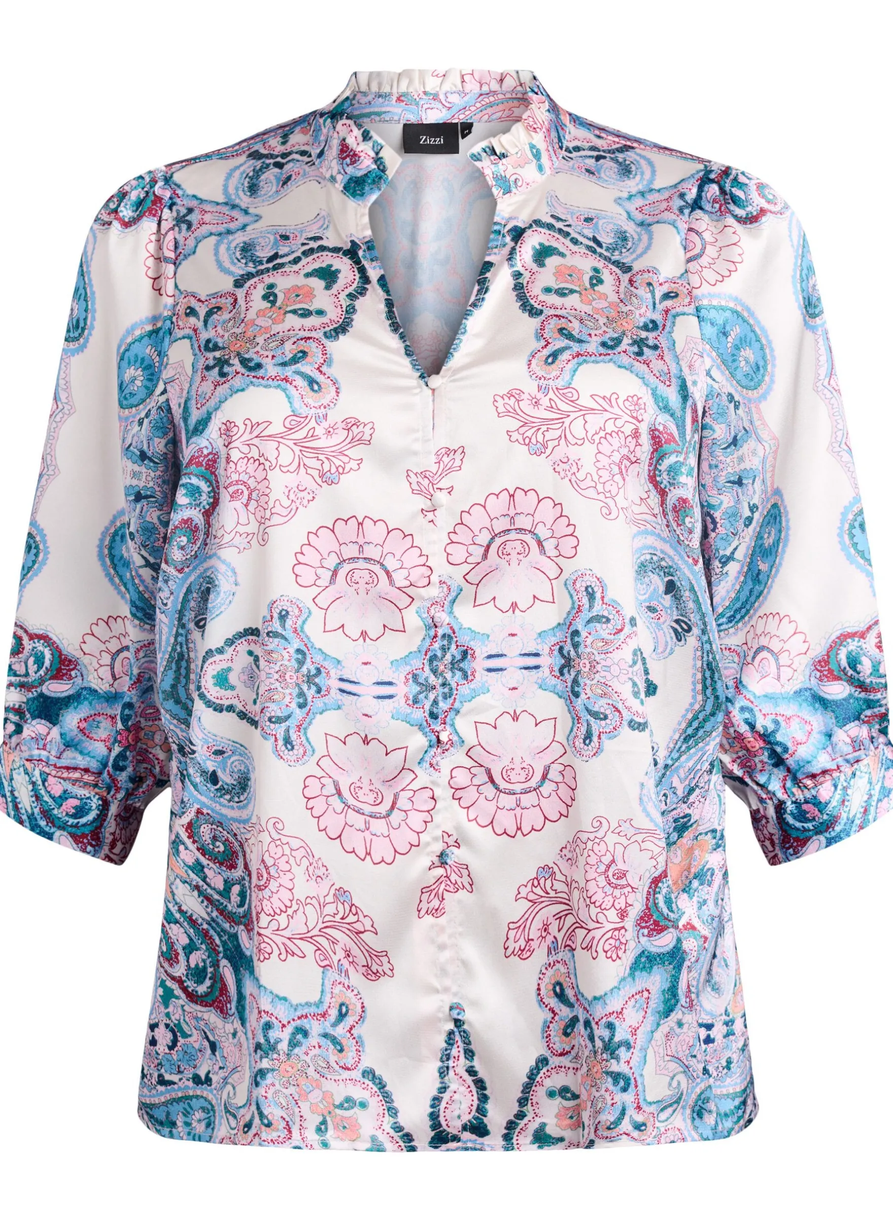 Bluse in Satin-Optik mit Paisleymuster und 3/4-Ärmeln